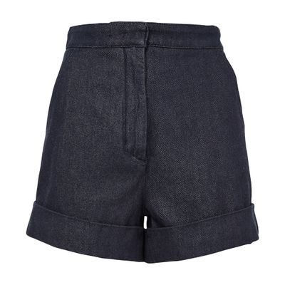 Max Mara Mxmcalca Tailored Shorts Belt Loops Pockets In Blue