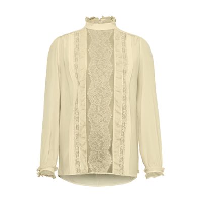 Valentino Crepe De Chine Long-sleeved Blouse In Beige