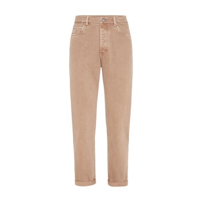 Brunello Cucinelli Garment-dyed Iconic Fit Five-pocket Trousers In Beige