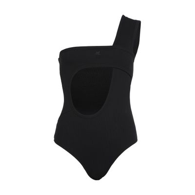 Courrèges Loop Buckle 90's Rib Bodysuit In Black