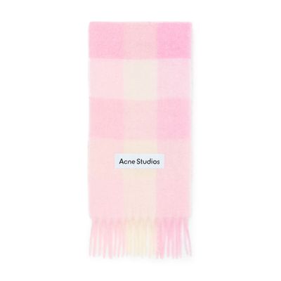 Acne Studios Vally Checked Wool-blend Scarf In Gold
