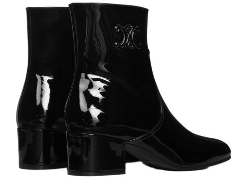 CELINE Celine Triomphe zipped boots in patent calf leather