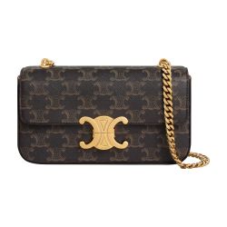 Shop CELINE Triomphe Canvas Clutch with chain in triomphe canvas