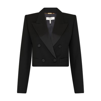 Chloé Tailored Wool Cropped Blazer In Black