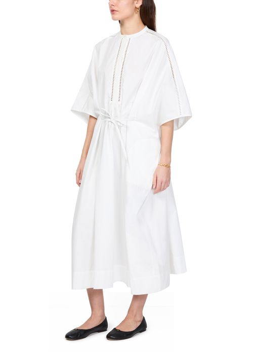 YVES SALOMON Cotton poplin and leather tunic dress