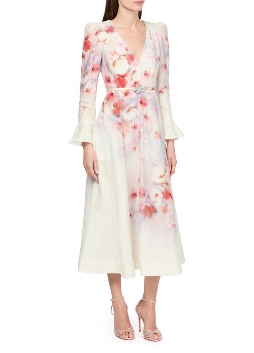ZIMMERMANN Crush frill sleeved midi dress