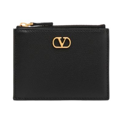 Valentino Vlogo Signature Coin Purse And Card Case In Black