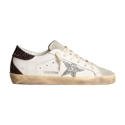 Golden Goose Super-star With Silver Star And Glitter Heel Tab In Multi
