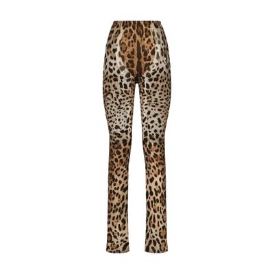 Dolce & Gabbana Leopard Print Stretch Straight Trousers In Leo_new