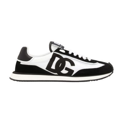 Dolce & Gabbana Multicolor Mesh And Split Leather Cushion Sneakers In Black