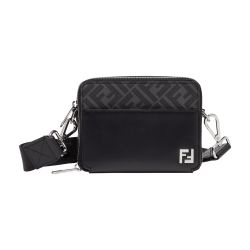 Fendi Compact Camera Case In ROMA Logo FF Motif Fabric White