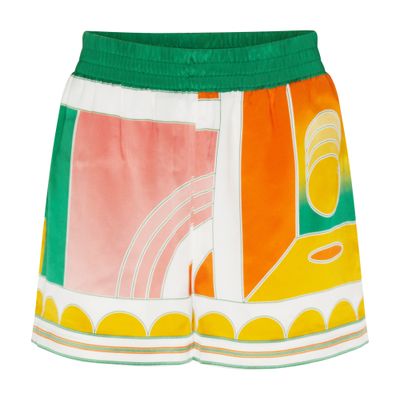 Shop Casablanca Silk Shorts In Orange