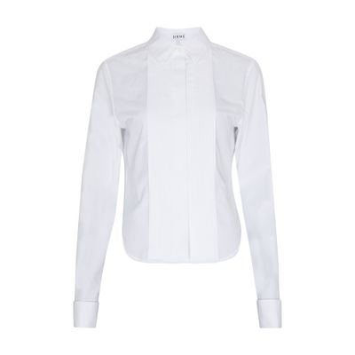 Shop Loewe Pleated Shirt In Off-white