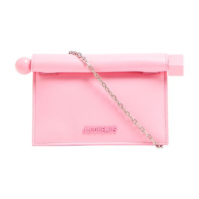 Jacquemus Leather La Petite Pochette Clutch Bag In Pink