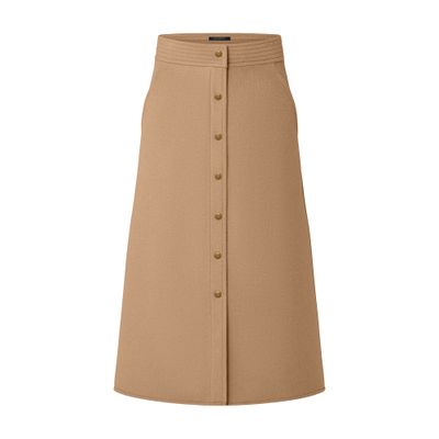 Louis Vuitton Double Face Button Down Midi Skirt In Beige