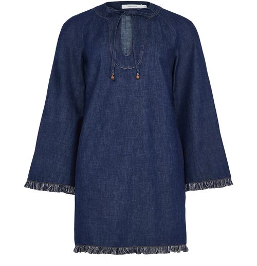 ZIMMERMANN Mini-Jeanskleid Rhiannon mit Fransen