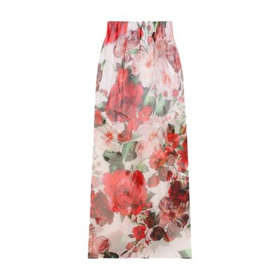 Dolce & Gabbana Rose-print Chiffon Calf-length Skirt In Multicolor