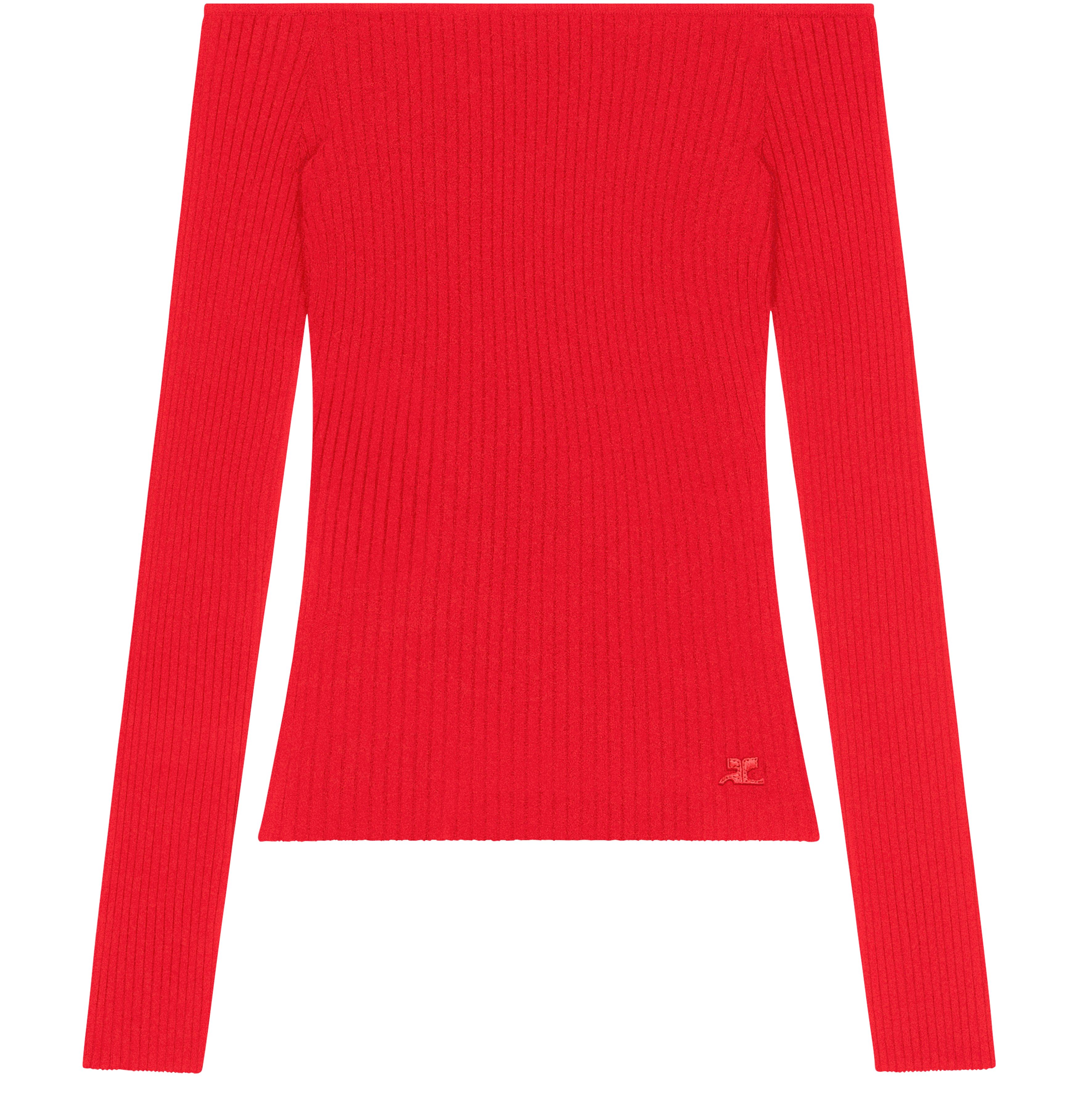 Off shoulder rib knit top
