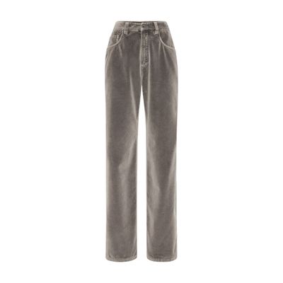 Brunello Cucinelli Garment-dyed Loose Trousers In Grey