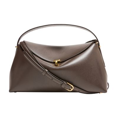 Totême Toteme Leather T-lock Top-handle Bag In Brown