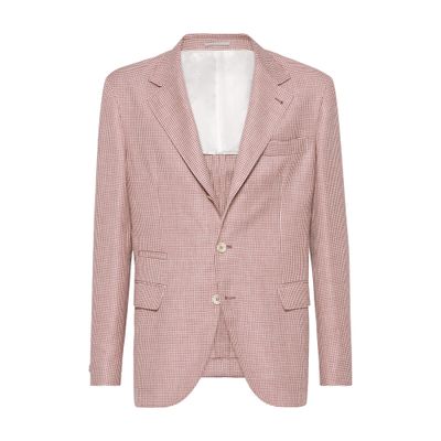 Brunello Cucinelli Houndstooth-pattern Blazer In Red