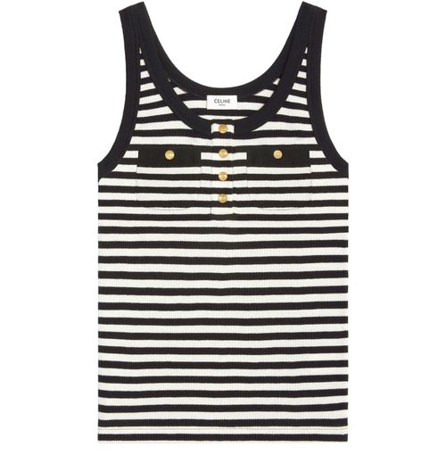 CELINE Tanktop im matrosenstil aus geripptem baumwolljersey