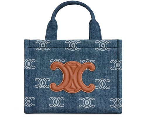 CELINE Cabas Thais petit modèle denim avec broderies Triomphe et veau