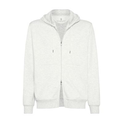 Brunello Cucinelli Cashmere-terry Cotton Zip-up Hoodie In Grey