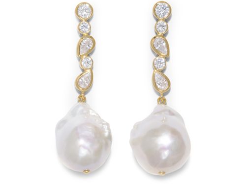 COMPLETEDWORKS Ohrringe aus recyceltem Gold Vermeil mit Perlen und Zirkonias