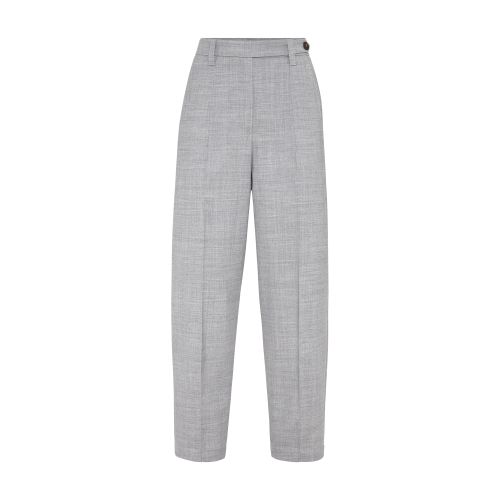 Brunello Cucinelli Women's Comfort Virgin Wool Fresco Curved Trousers In Light_grey