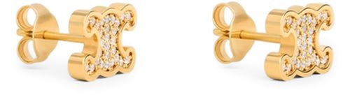 CELINE Triomphe rhinestone studs in strass and brass with rhodium finish