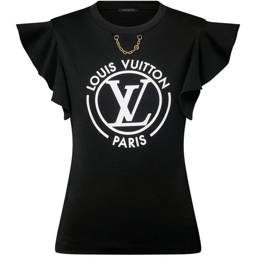 LOUIS VUITTON Flocked LV Flounce Sleeve T-Shirt