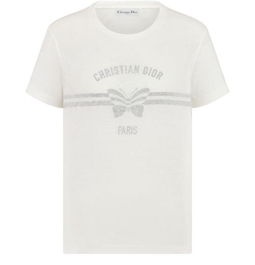 DIOR T-shirt cotton and linen jersey with Christian Dior Papillon motif
