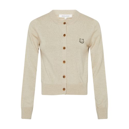 Maison Kitsuné Bold Fox Head Patch Regular Cardigan In Light_beige_melange