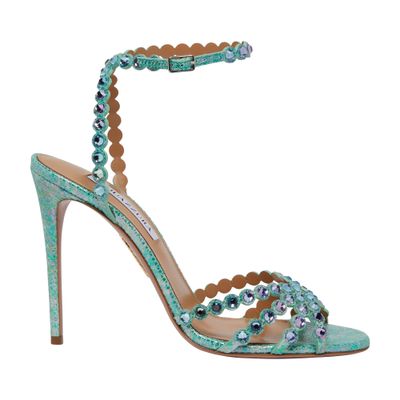 Aquazzura Tequila 105 Crystal-embellished Suede Sandals In Green