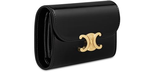 CELINE Small flap wallet Triomphe in patent calfskin