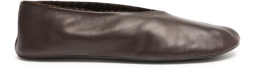 THE ROW Stella ballet flats in leather and shearling