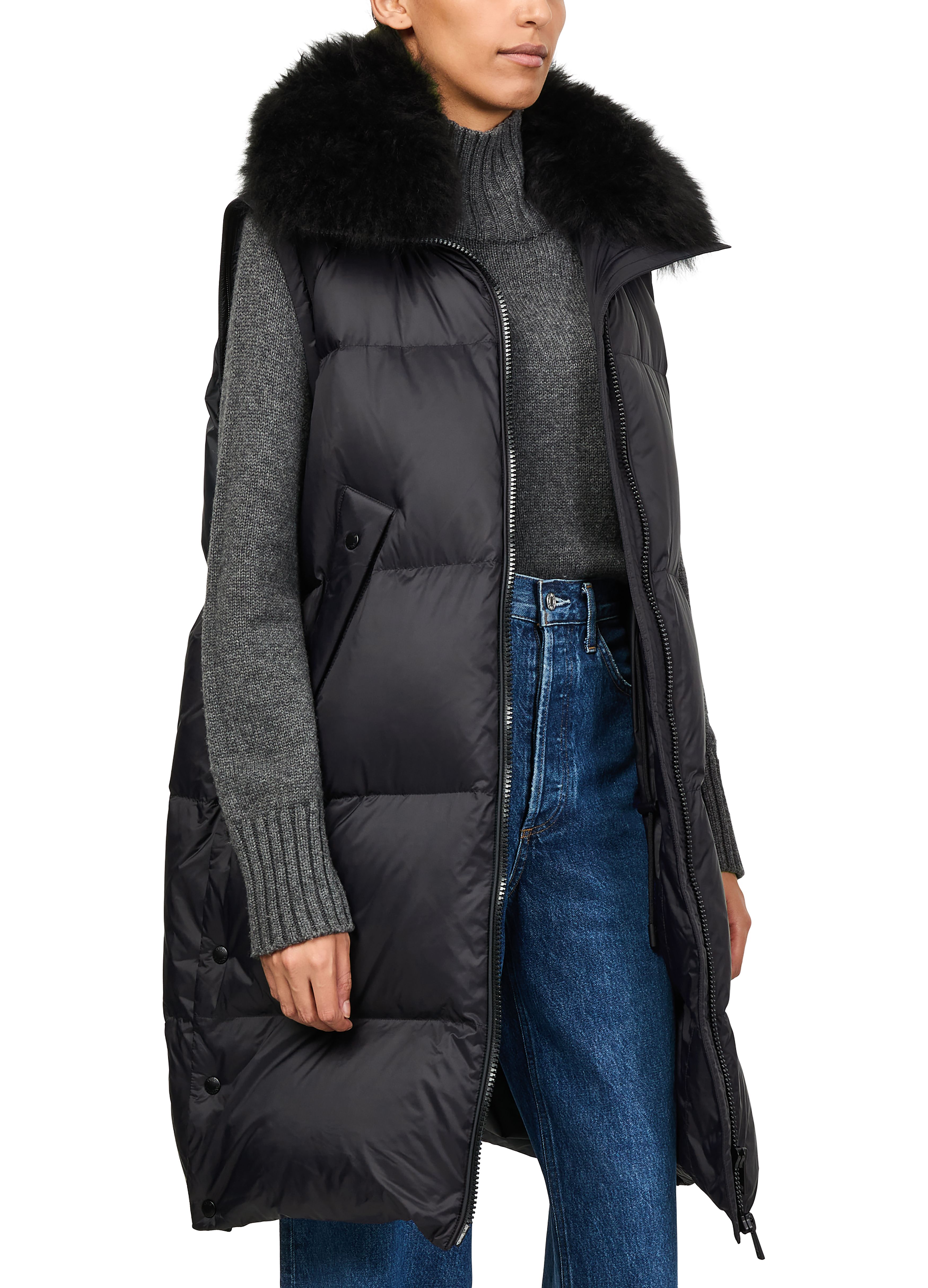 Hooded maxi puffer jacket with a lambswool collar thumbnail 7