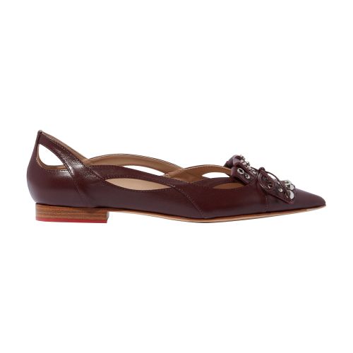 Scarosso Cherry Leather Ballerina Shoes In Bordeaux_calf