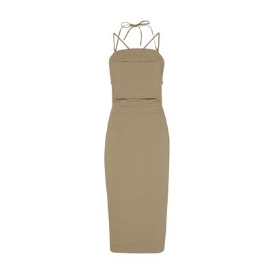 Shop Max Mara Adorno Backless Midi Dress In Green