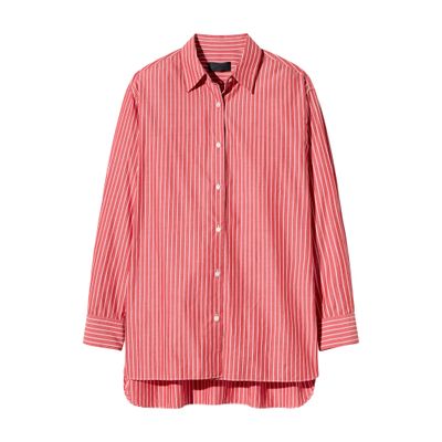 Nili Lotan Women's Yorke Striped Cotton Shirt Red And White Stripe, S