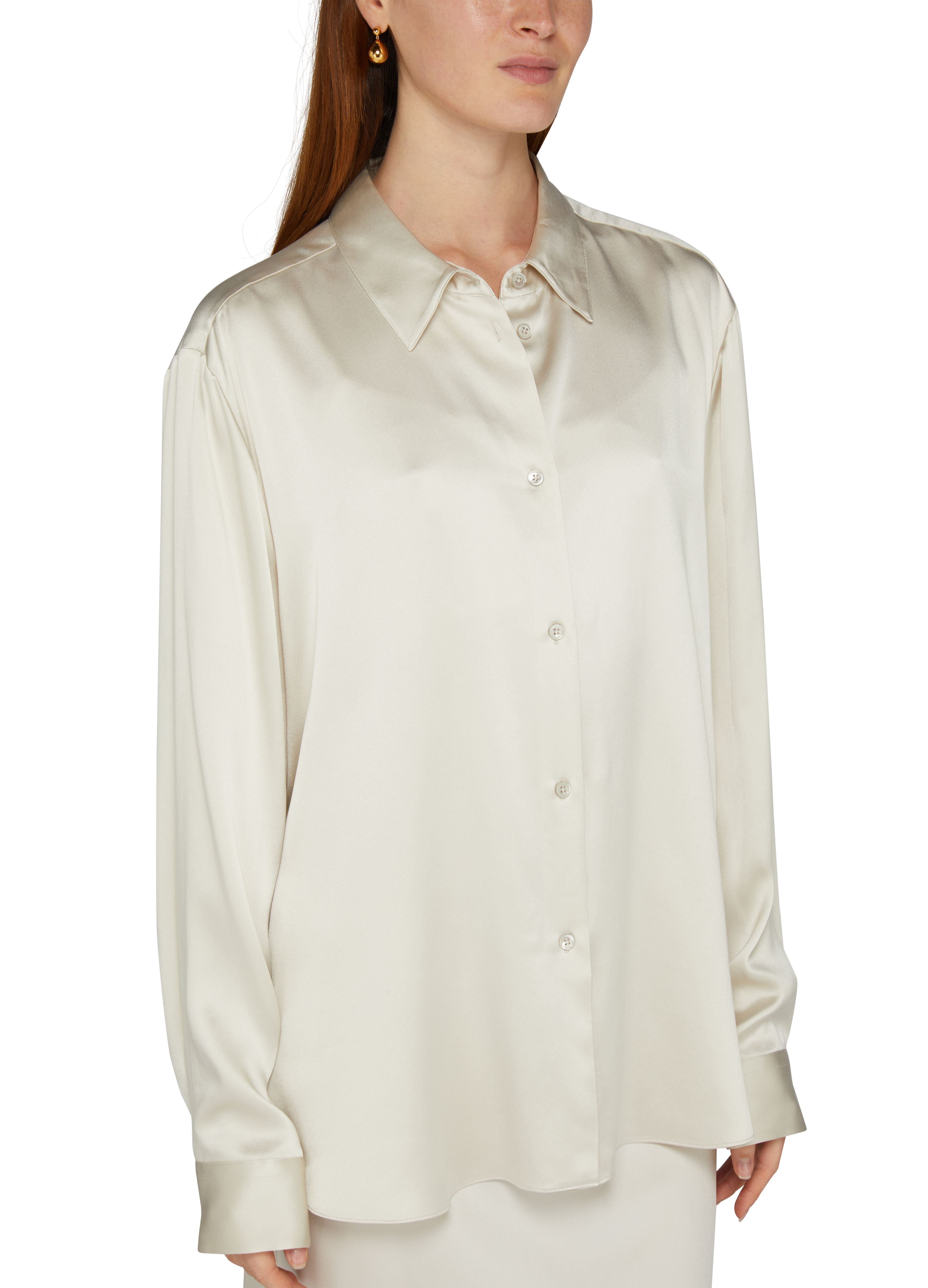 Button-up long-sleeved silk shirt thumbnail 4