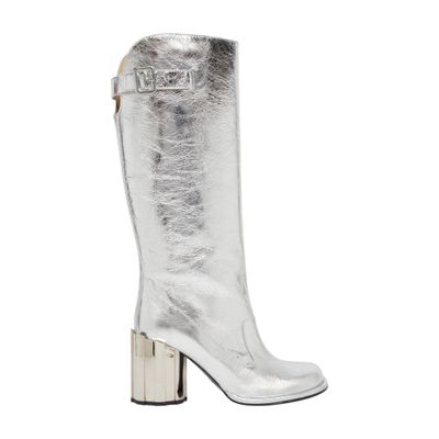 Ami Alexandre Mattiussi Anatomical Toe Buckled Boots Silver For Women