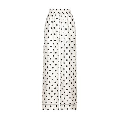 Dolce & Gabbana Silk Polka Dot Print Pajama In White