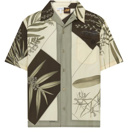 LOEWE Short sleeve shirt with plant-print in cotton and silk