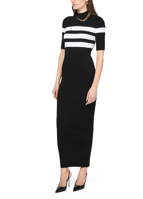 JEAN PAUL GAULTIER Robe longue rayée en maille viscose