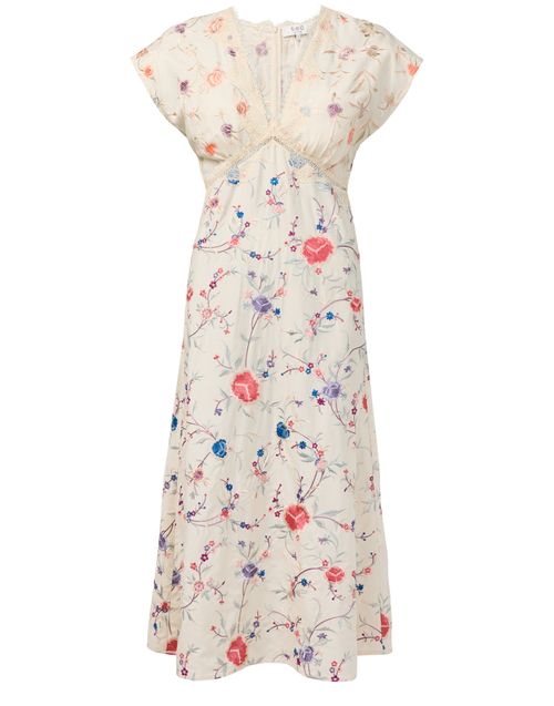 SEA NEW YORK Priscilla embroidery v-neck midi dress