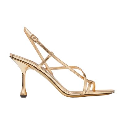 Jimmy Choo Etana 80 Leather Sandals In Gold