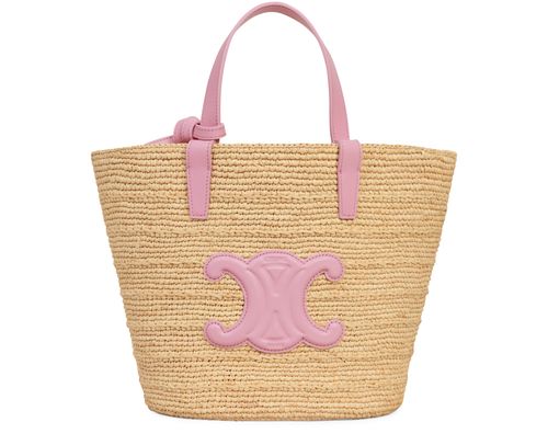 CELINE Teen supple panier in raffia and calfskin