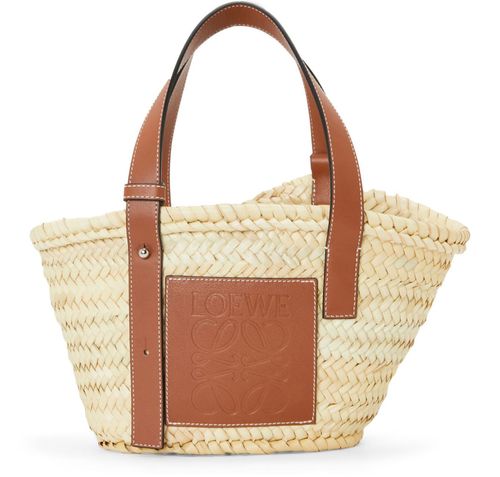 LOEWE Anagram Basket bag in raffia and calfskin